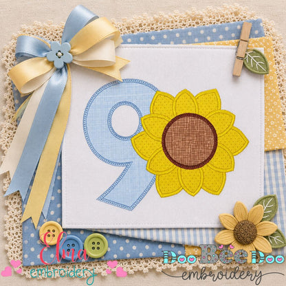 Sunny Number Nine - Appliqué - Machine Embroidery Design