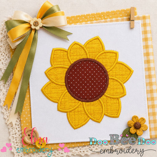Rustic Sunflower Bloom - Applique - Machine Embroidery Design