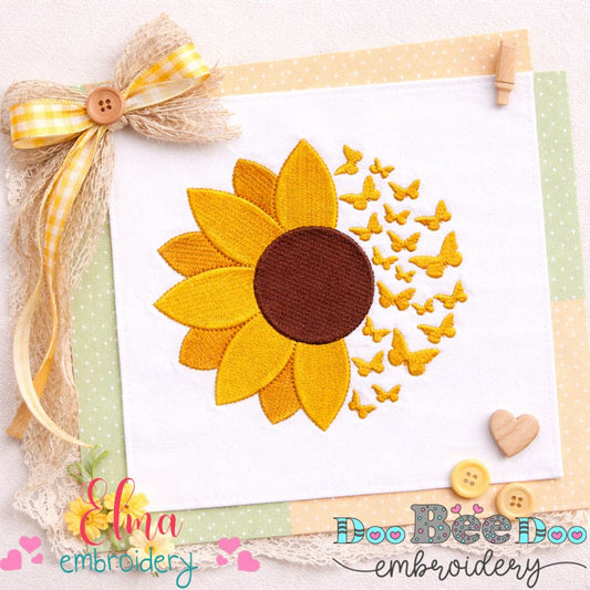 Sunflower and Butterflies - Fill Stitch – Machine Embroidery Design
