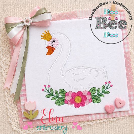 Princess Swan Blossom - Appliqué - Machine Embroidery Design