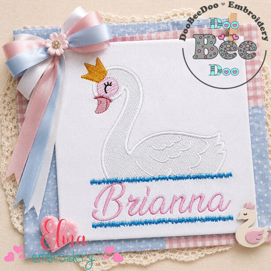 Princess Swan Name Frame - Fill Stitch - Machine Embroidery Design