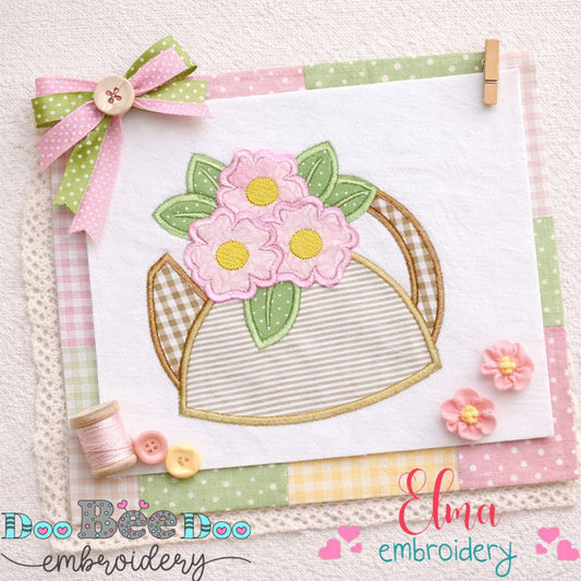 Floral Teapot with Roses - Appliqué - Machine Embroidery Design