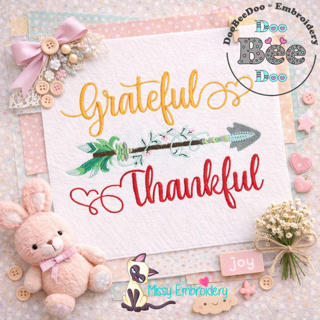 Grateful & Thankful – Fill Stitch – Machine Embroidery Design