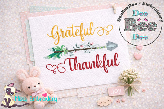 Grateful & Thankful – Fill Stitch – Machine Embroidery Design