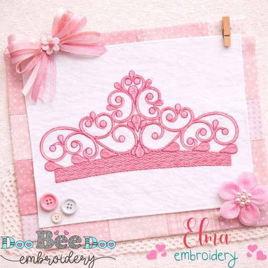 Elegant Princess Tiara - Fill Stitch – Machine Embroidery Design