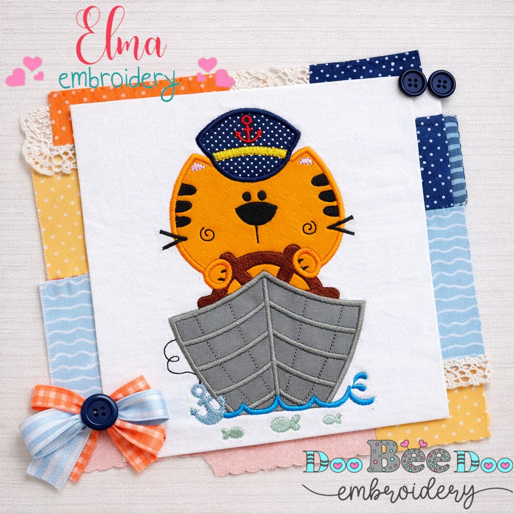 Sailor Tiger – Appliqué – Machine Embroidery Design
