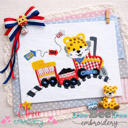 Jaguar Driving a Coal Train - Appliqué - Machine Embroidery Design