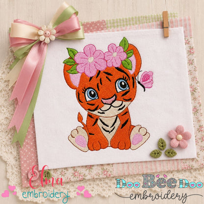 Blossom Tiger Cub - Fill Stitch - Machine Embroidery Design
