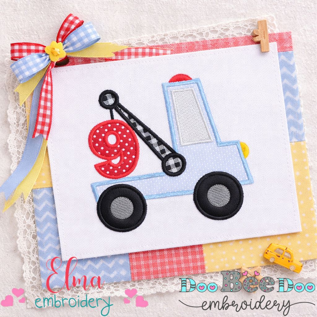 Tow Truck Number Nine - Appliqué – Machine Embroidery Design