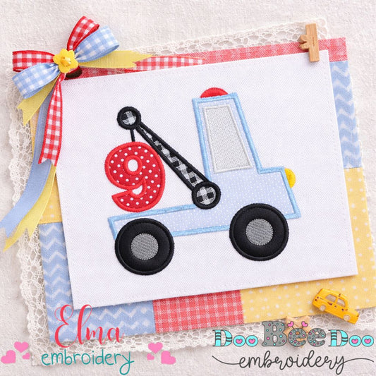 Tow Truck Number Nine - Appliqué – Machine Embroidery Design