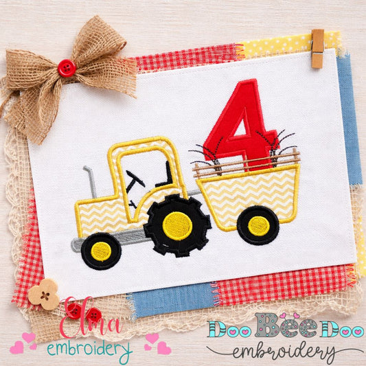 Farm Tractor Number Four – Appliqué – Machine Embroidery Design