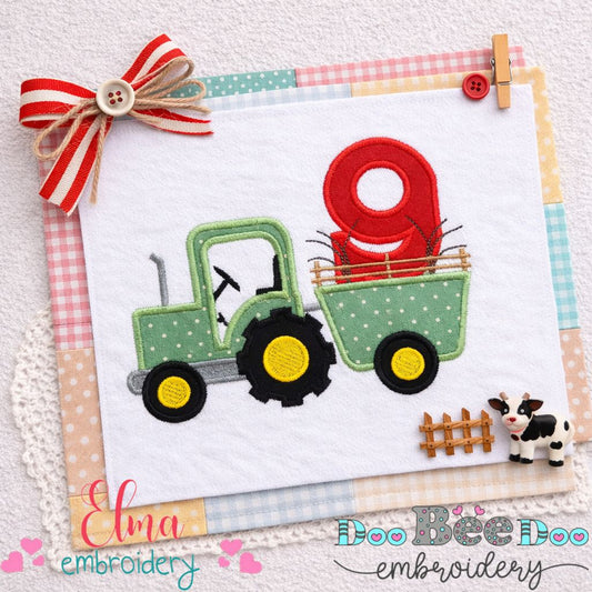 Farm Tractor Number 9 - Appliqué – Machine Embroidery Design