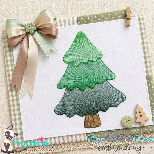 Minimalist Christmas Tree – Rippled Stitch – Machine Embroidery Design