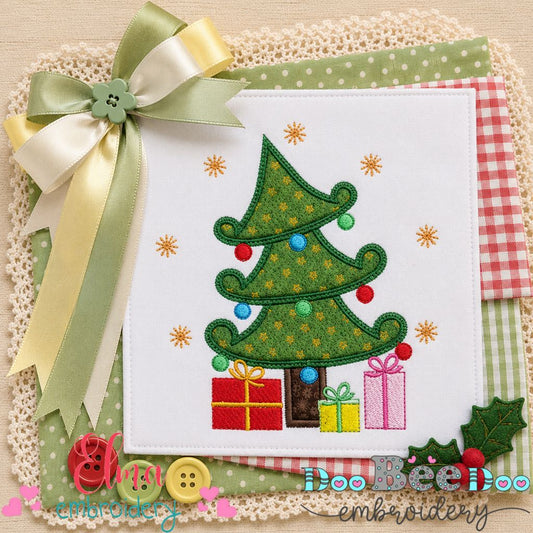 Whimsical Christmas Tree - Appliqué - Machine Embroidery Design