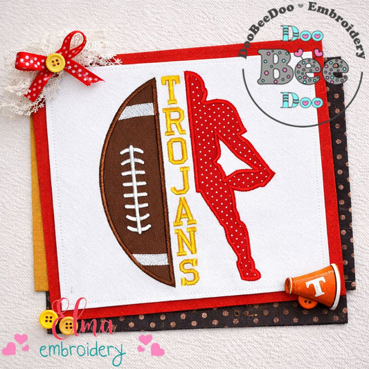 Trojans Football Player Silhouette – Appliqué – Machine Embroidery Design