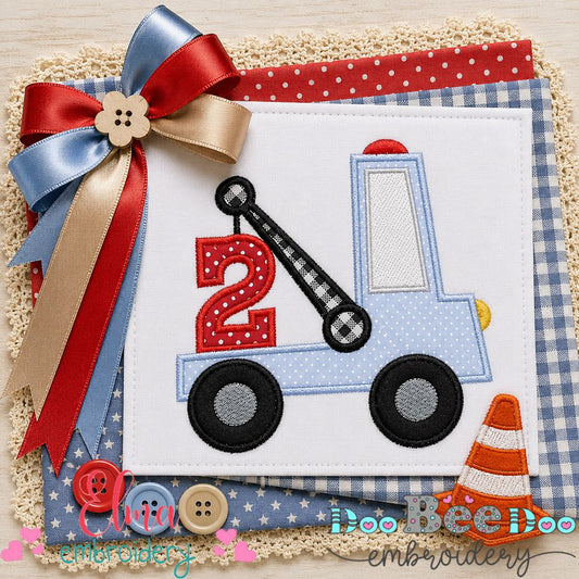 Little Tow Truck Two - Applique - Machine Embroidery Design