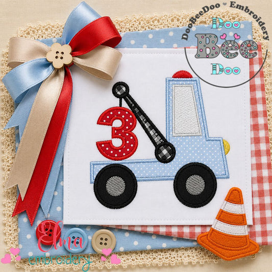 Little Tow Truck Three - Applique - Machine Embroidery Design