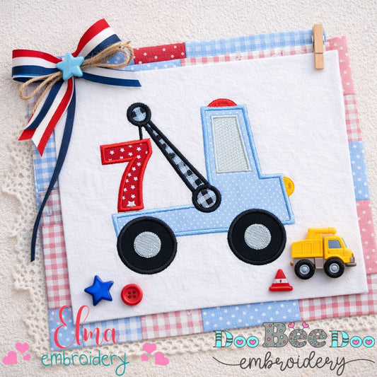 Tow Truck Number Seven Appliqué – Machine Embroidery Design