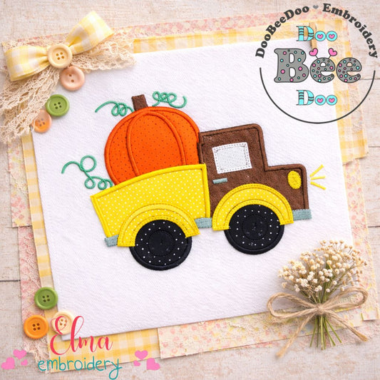 Thanksgiving Pumpkin Truck – Appliqué – Machine Embroidery Design
