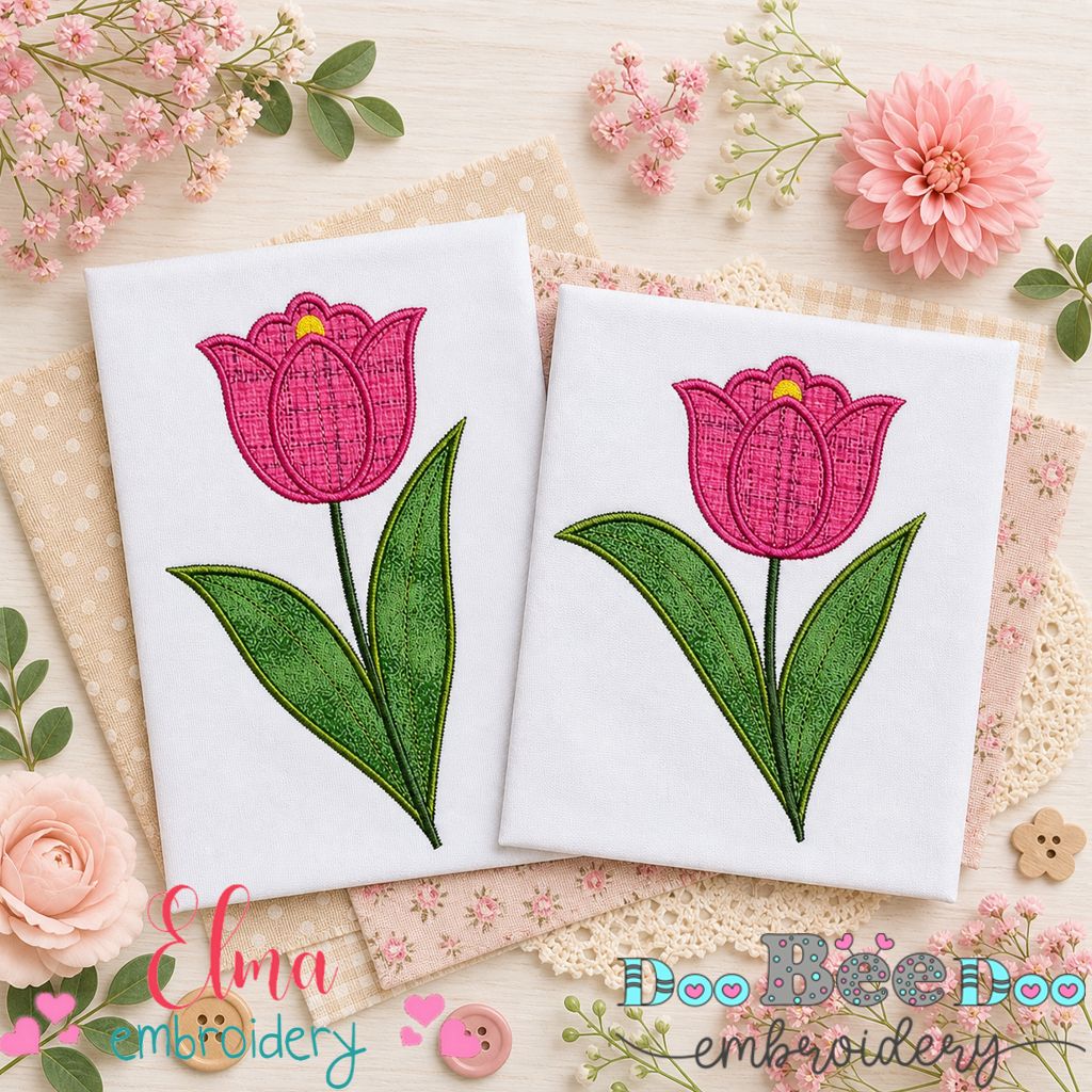 Sweet Tulip Garden Duo – Appliqué – Machine Embroidery Design