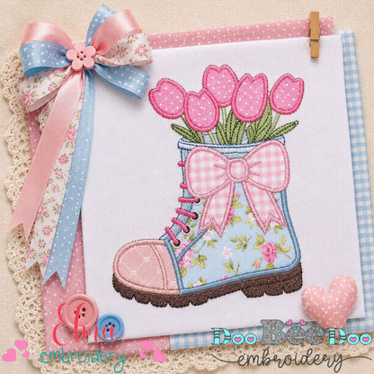 Tulip Garden Boot - Applique - Machine Embroidery Design