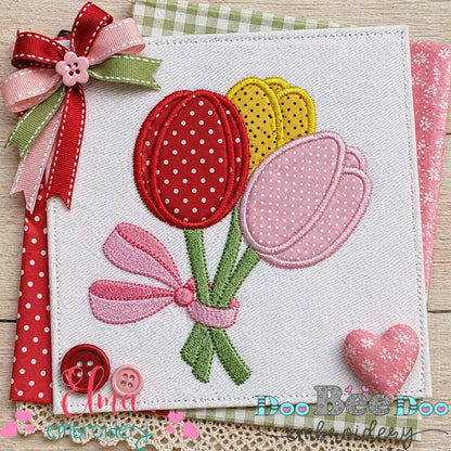 Sweet Tulip Bouquet – Appliqué – Machine Embroidery Design
