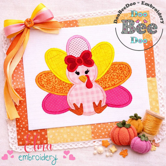 Cute Turkey Girl – Appliqué – Machine Embroidery Design