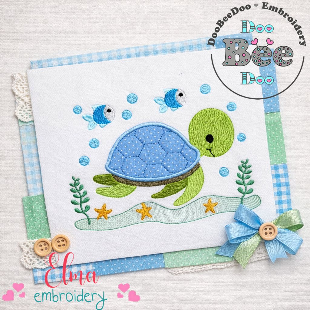 Sea Turtle Boy  – Appliqué – Machine Embroidery Design