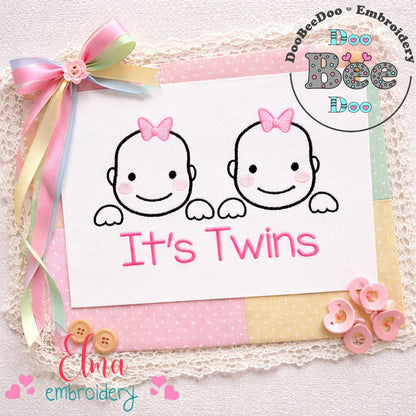 It’s Twins (Girls) – Satin Stitch – Machine Embroidery Design