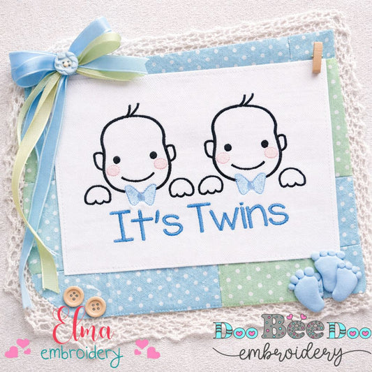 It’s Twins (Boys) – Satin Stitch – Machine Embroidery Design