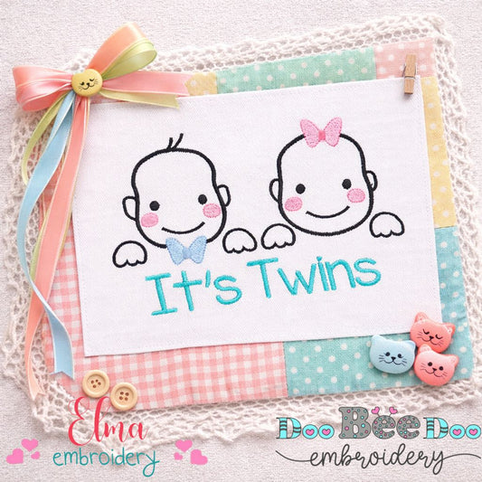 It’s Twins (Boy and Girl) – Satin Stitch – Machine Embroidery Design