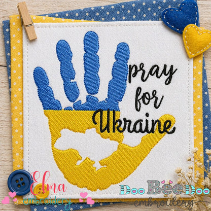 Pray for Ukraine Hand – Fill Stitch – Machine Embroidery Design