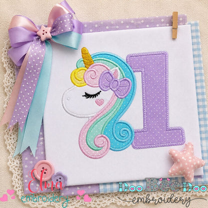 Dreamy Unicorn One - Applique - Machine Embroidery Design