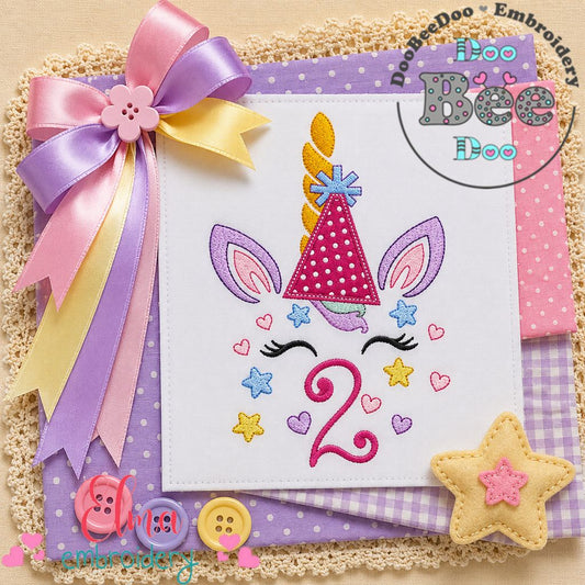 Magical Unicorn Second Birthday - Applique - Machine Embroidery Design