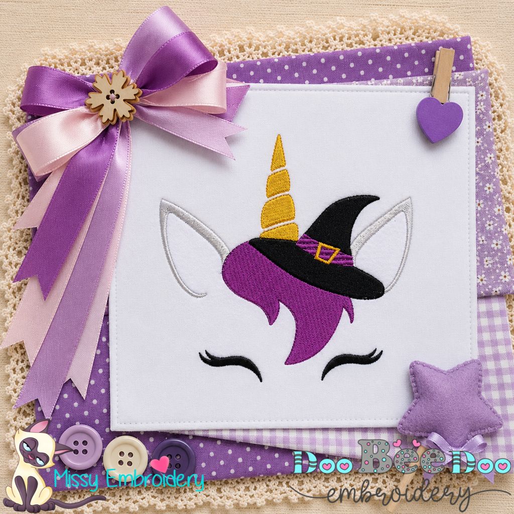 Mystic Witch Unicorn - Fill Stitch - Machine Embroidery Design