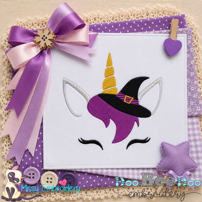 Mystic Witch Unicorn - Fill Stitch - Machine Embroidery Design