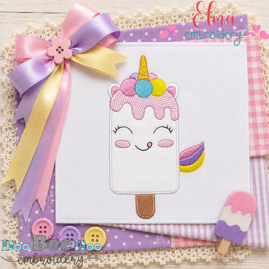 Sweet Unicorn Popsicle - Appliqué - Machine Embroidery Design