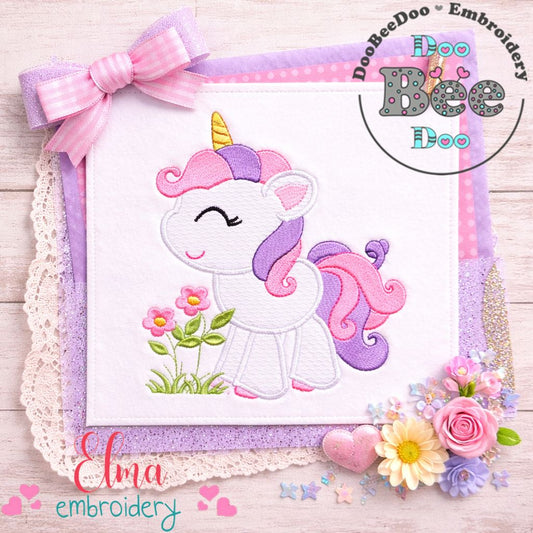 Cute Unicorn - Appliqué - Machine Embroidery Design