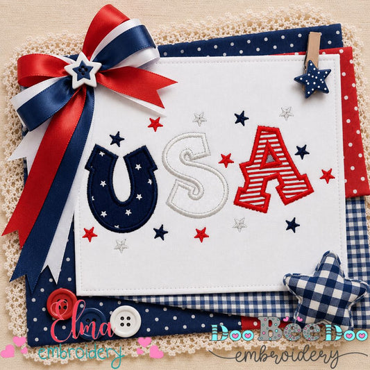 Patriotic USA Stars - Applique - Machine Embroidery Design