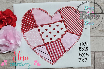 Patchwork Heart Love – Patchwork Stitch – Machine Embroidery Design