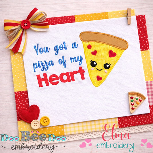 Pizza of My Heart - Appliqué - Machine Embroidery Design