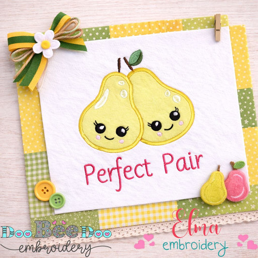 Perfect Pair Pears - Appliqué - Machine Embroidery Design