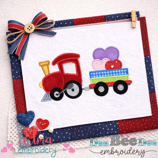 Love Train Hearts – Appliqué – Machine Embroidery Design