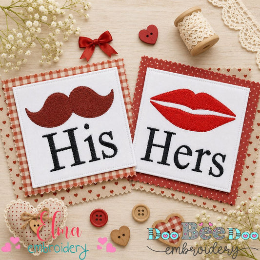 His & Hers Couple Set – Fill Stitch – Machine Embroidery Design