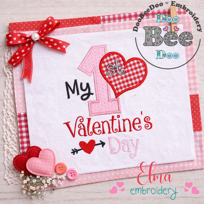 My 1st Valentine’s Day Heart - Appliqué – Machine Embroidery Design