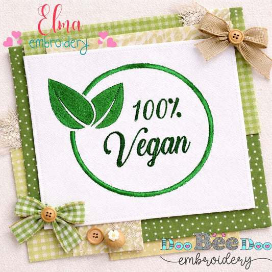 100% Vegan – Fill Stitch – Machine Embroidery Design