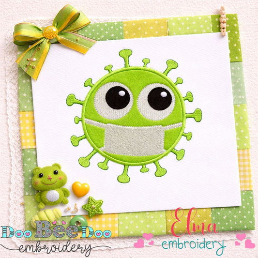 Cute Virus with Mask - Appliqué - Machine Embroidery Design