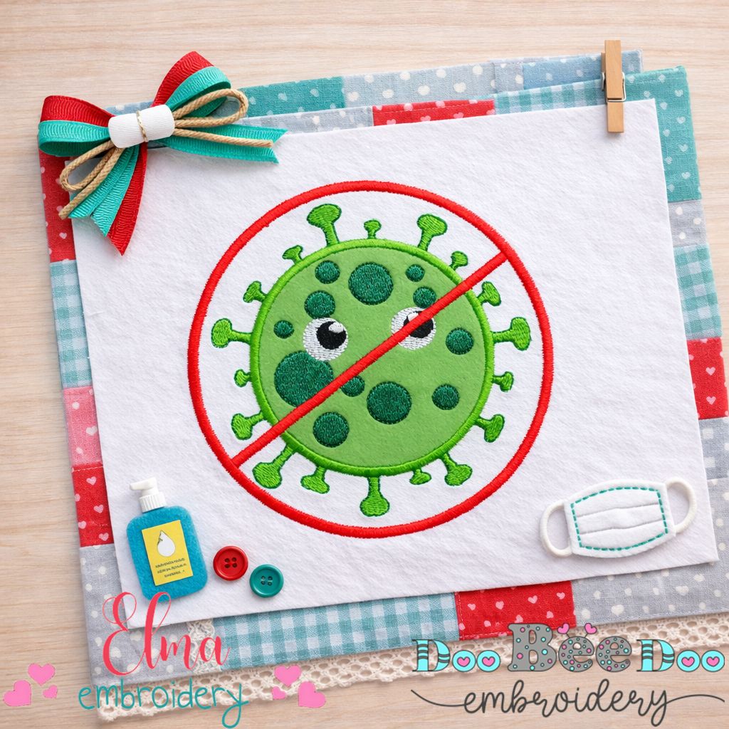 No Germs Allowed Virus – Appliqué – Machine Embroidery Design
