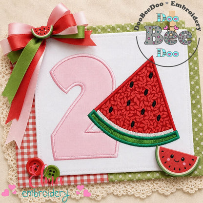 Watermelon Number 2 - Applique - Machine Embroidery Design