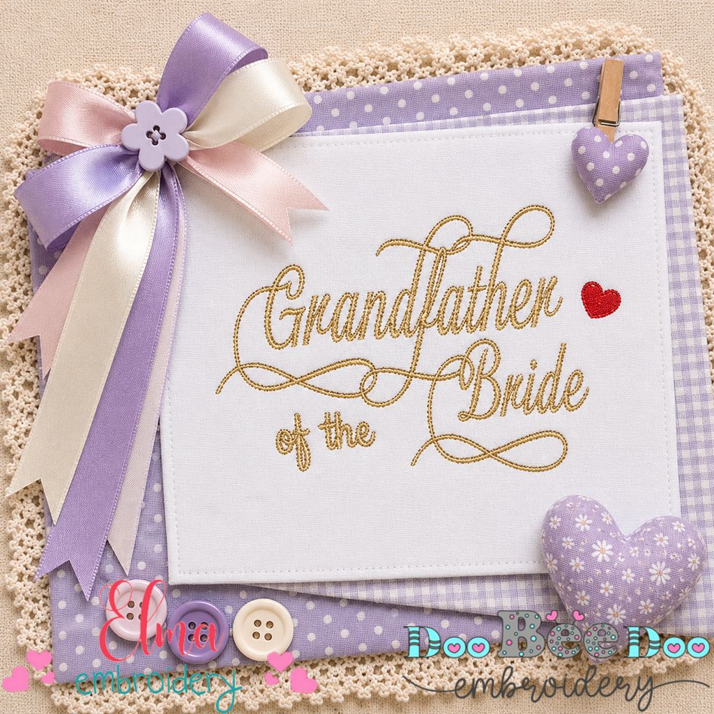 Elegant Grandfather of the Bride - Satin Stitch - Machine Embroidery Design